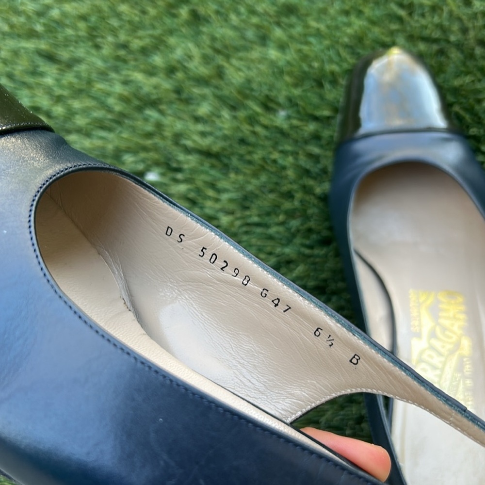 Salvatore Ferragamo leather mule shoes size 6.5 B Slingback Pumps Black Square - Picture 6 of 11